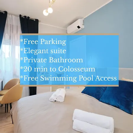 Elegant And Cozy With Ac Swimming Pool Free Parking Subway Station 2 Min Walking Séjour chez l'habitant Rome